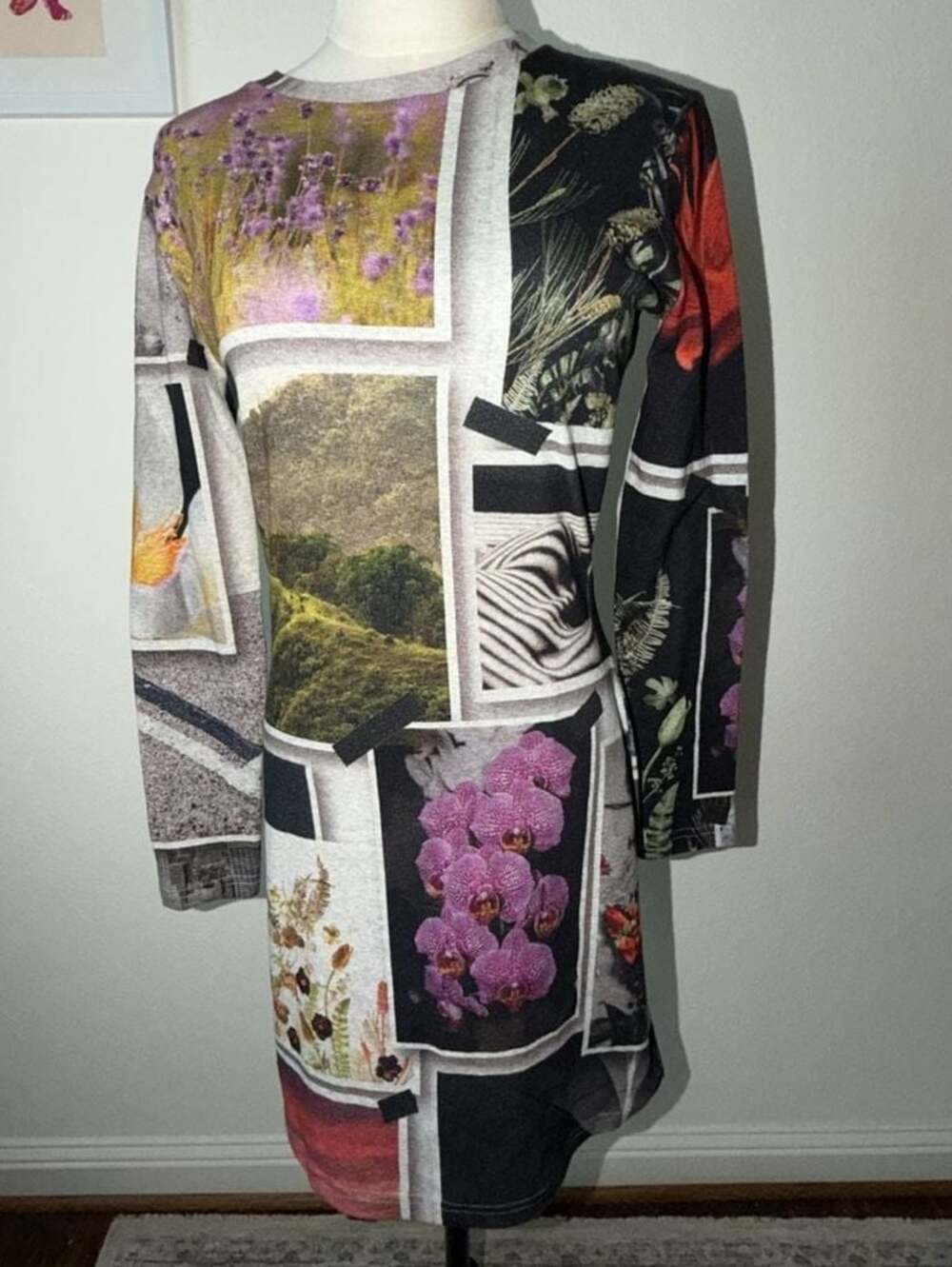 The Kit Long Sleeve Collage Print Mini Dress